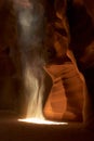 Rising Dust and beautiful Rock Formations in Antelope Canyon Royalty Free Stock Photo