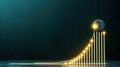 Rising energy demand curve with global impact visualization