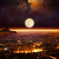 Rising full moon, supermoon Royalty Free Stock Photo