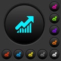 Rising graph dark push buttons with color icons