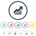 Rising graph flat color icons in round outlines Royalty Free Stock Photo