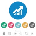 Rising graph flat round icons Royalty Free Stock Photo