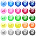 Rising graph icons in color glossy buttons Royalty Free Stock Photo