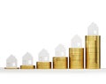 Rising house prices 3D illustration Royalty Free Stock Photo