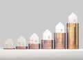 Rising house prices 3D illustration Royalty Free Stock Photo