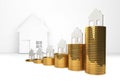 Rising house prices 3D illustration Royalty Free Stock Photo