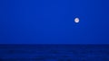 The rising luminous full moon over the dark blue Baltic Sea Royalty Free Stock Photo