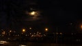 Rising Moon Over Auckland Cityscape