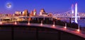 Rising moon over Louisville, Kentucky Royalty Free Stock Photo