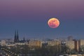 Rising Moon Over Warsaw City