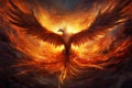 Rising phoenix flame. Spiritual eagle art