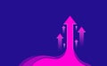 Rising Pink Arrows Abstract Unity on Royal Blue Background. Group Of organized arrow Moving Up. Bones Finance, growth and Strategy
