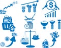 Rising price for food icon, High price, Food price hike blue vector icon set.