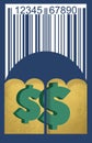 Rising prices are represent by a bar code and dollars signs represent your money