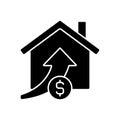 Rising property prices black glyph icon Royalty Free Stock Photo
