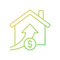 Rising property prices gradient linear vector icon