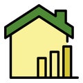 Rising real estate prices icon color outline vector