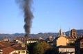 Rising smoke column in Turin