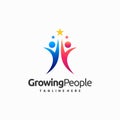 rising star people logo design, people rising star logo design Royalty Free Stock Photo
