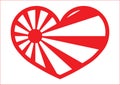 RISING SUN FLAG HEART SHAPED