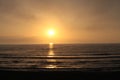 Rising sun over the Mediterranean sea. orange Cloudy dusk sky and rising sun over water. Beautiful sunshine, stunning sunrise, cal Royalty Free Stock Photo