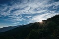 The rising of the sun over a mountain range Royalty Free Stock Photo