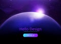 Rising Sun over the planet. Vector space background. Planet earth with sunrise in space. Vector space background Royalty Free Stock Photo