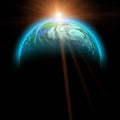 Rising sun and planet illustration Royalty Free Stock Photo