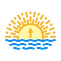 rising sun progress color icon vector illustration Royalty Free Stock Photo
