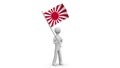 Rising Sun waving flag. 3d Man waving Japanese Navy flag on transparent background. Loop. Alpha channel. 4K.