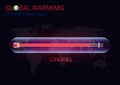 Rising temperature thermometer on world map, global warming environmental concept Royalty Free Stock Photo