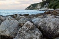 Rising tide summer evening at sunset. Royalty Free Stock Photo