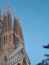 Rising towards the sky, the Sagrada FamÃ­lia is Barcelona\'s most famous silhouette Royalty Free Stock Photo