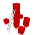 Rising Up Success Concept with Blocks and Ladder Royalty Free Stock Photo