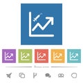 Rising vaccination graph flat white icons in square backgrounds Royalty Free Stock Photo