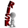 Risk And 3d Character Showing Peril And Caution Royalty Free Stock Photo