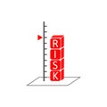 Risk assessment concept symbolizing with scale and alphabet cubes showing word risk in red