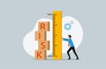 Risk assessment and investigation, analyze potential danger level, businessman measuring risk boxes with ruler symbol