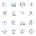 Risk assessment linear icons set. Probability, Security, Hazard, Vulnerability, Threat, Danger, Exposure line vector and