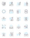 Risk assessment linear icons set. Probability, Security, Hazard, Vulnerability, Threat, Danger, Exposure line vector and