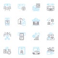 Risk assessment linear icons set. Probability, Vulnerability, Threat, Hazard, Exposure, Mitigation, Assessment line