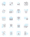 Risk assessment linear icons set. Probability, Vulnerability, Threat, Hazard, Exposure, Mitigation, Assessment line