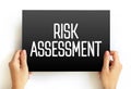 Risk Assessment - process to identify potential hazards and analyze what could happen if a hazard occurs, text concept on card Royalty Free Stock Photo