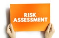 Risk assessment text quote on card, concept background