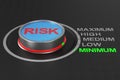 Risk button on dark background. 3D illustration