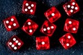 Risk concept playing dice at dark background top view Royalty Free Stock Photo