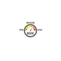 Risk concept on speedometer icon. Risk meter icon