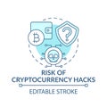 Risk of cryptocurrency hacks concept icon