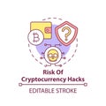 Risk of cryptocurrency hacks concept icon