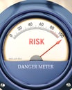 Risk and Danger Meter that is hitting a full scale, showing a very high level of risk Royalty Free Stock Photo